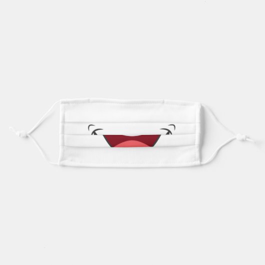Cartoon Happy Smile Mouth Adult Cloth Face Mask (Front, Folded)