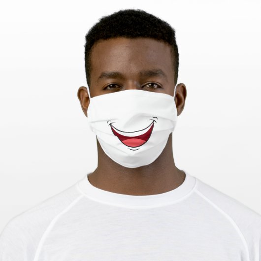 Cartoon Happy Smile Mouth Adult Cloth Face Mask (Worn)
