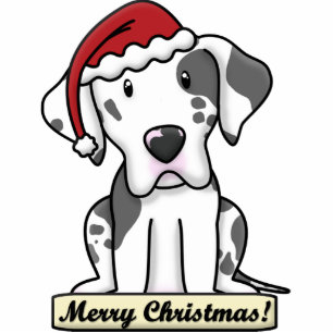 Cartoon Harlequin Great Dane Christmas Ornament