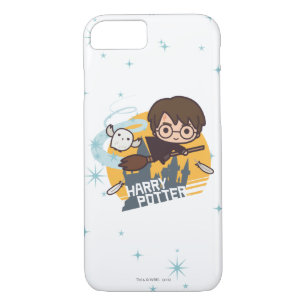 Cartoon Harry and Hedwig Flying Past Hogwarts iPhone 8/7 Case