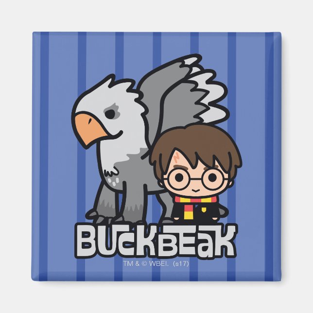 Cartoon Harry Potter and Buckbeak Magnet (Front)