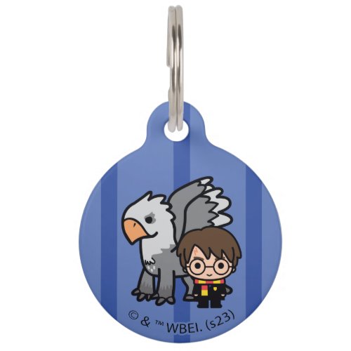 Cartoon Harry Potter and Buckbeak Pet ID Tag