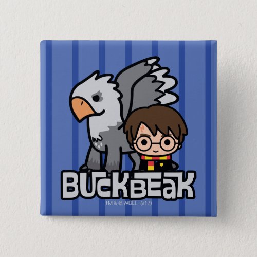 Cartoon Harry Potter and Buckbeak Pinback Button