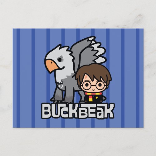 Cartoon Harry Potter and Buckbeak Postcard