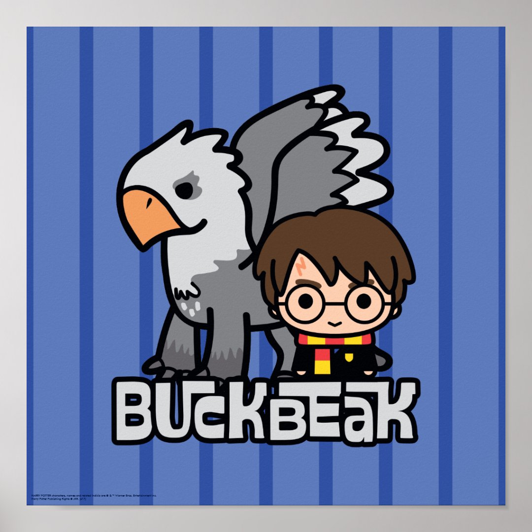 Cartoon Harry Potter and Buckbeak Poster | Zazzle