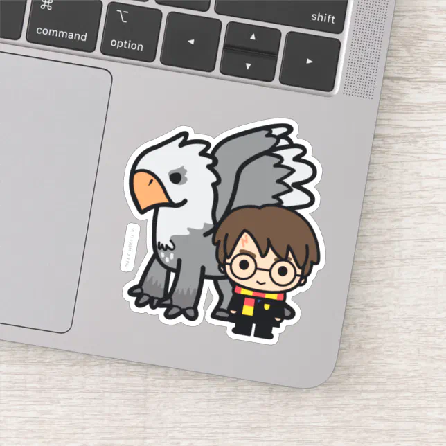 Cartoon Harry Potter and Buckbeak Sticker | Zazzle