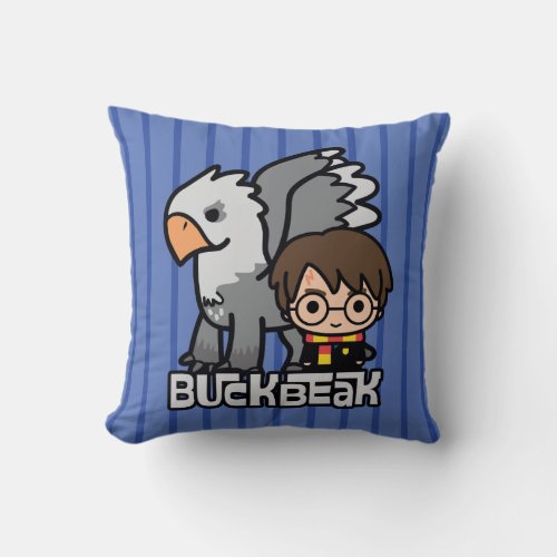 Cartoon Harry Potter and Buckbeak Throw Pillow