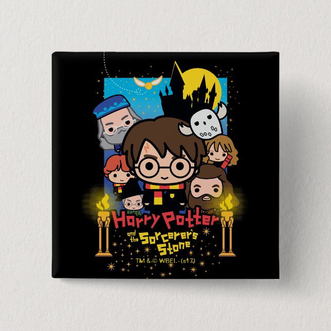 Cartoon Harry Potter and the Sorcerer's Stone Pinback Button (Front)