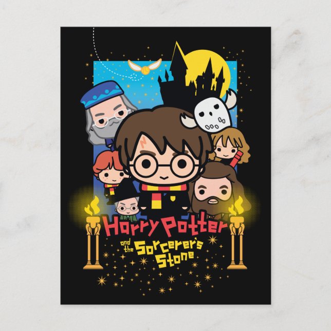 Cartoon Harry Potter and the Sorcerer's Stone Postcard (Front)