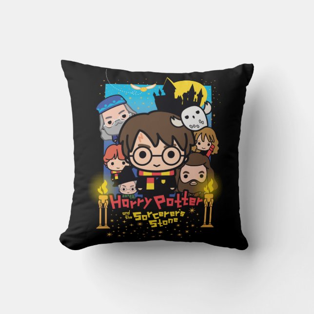 Cartoon Harry Potter and the Sorcerer's Stone Throw Pillow (Front)