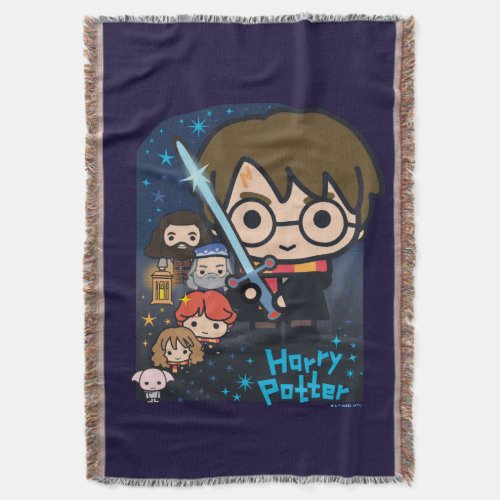 Cartoon Harry Potter Chamber of Secrets Graphic Throw Blanket