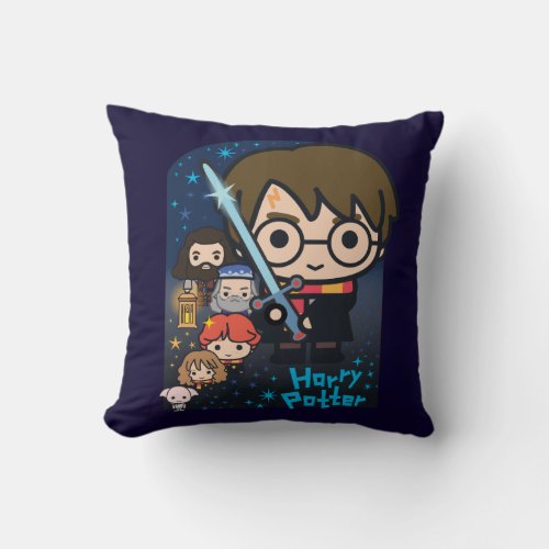 Cartoon Harry Potter Chamber of Secrets Graphic Throw Pillow