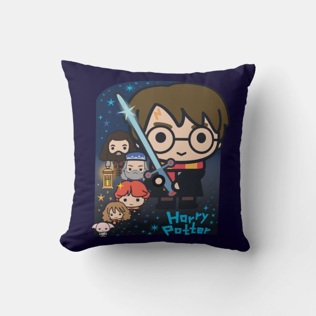 Cartoon Harry Potter Chamber of Secrets Graphic Throw Pillow (Front)