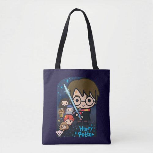 Cartoon Harry Potter Chamber of Secrets Graphic Tote Bag