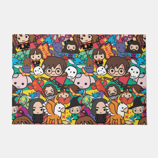 Cartoon Harry Potter Character Toss Pattern Doormat (Front)