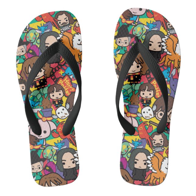 Cartoon Harry Potter Character Toss Pattern Flip Flops (Footbed)