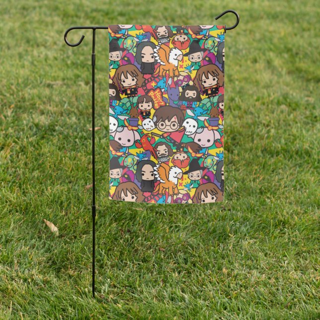 Cartoon Harry Potter Character Toss Pattern Garden Flag (In SItu)