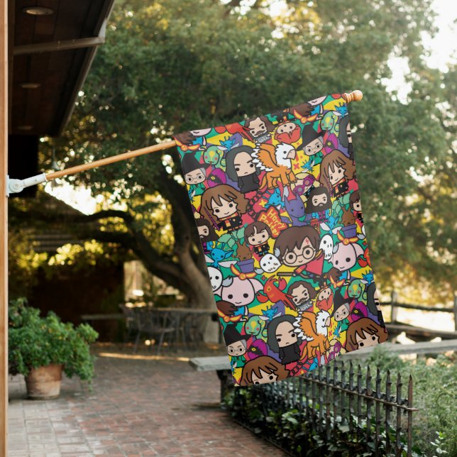 Cartoon Harry Potter Character Toss Pattern House Flag (In SItu)