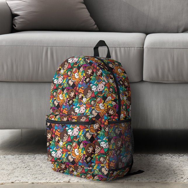 Cartoon Harry Potter Character Toss Pattern Printed Backpack (Backpack on floor)