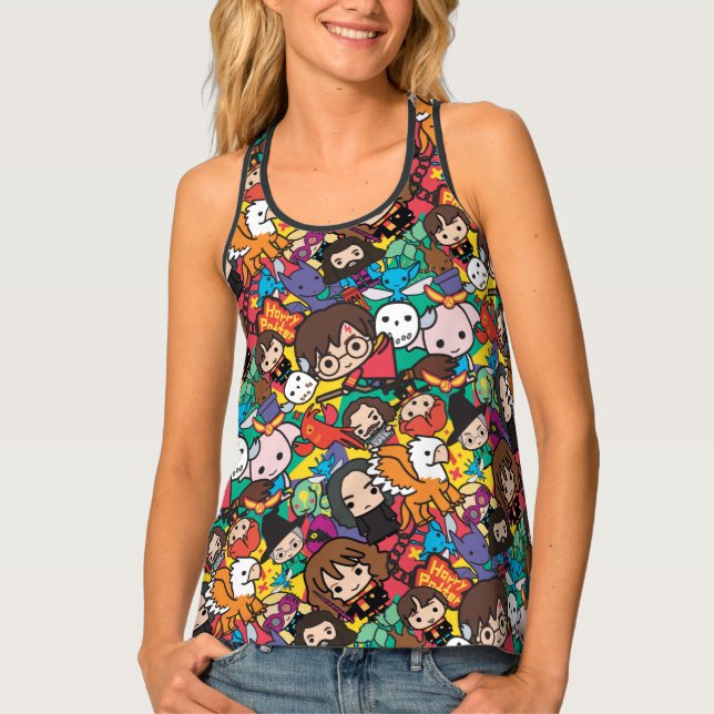 Cartoon Harry Potter Character Toss Pattern Tank Top (Front)