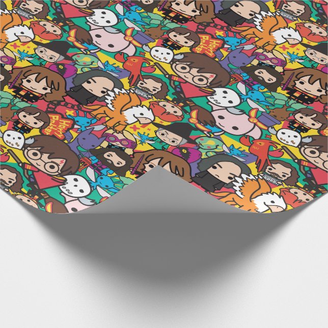 Cartoon Harry Potter Character Toss Pattern Wrapping Paper (Corner)