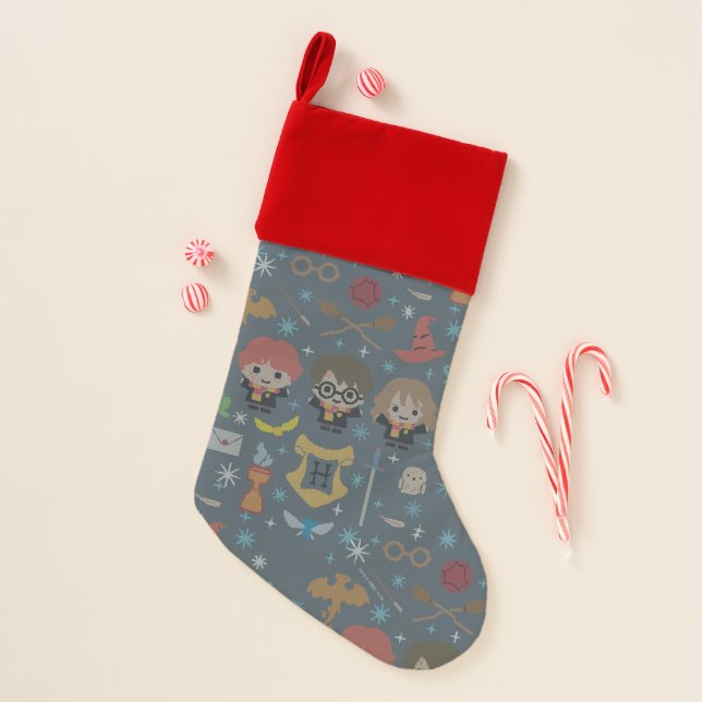 Cartoon Harry Potter Cross-Stitch Collage Christmas Stocking (Front)