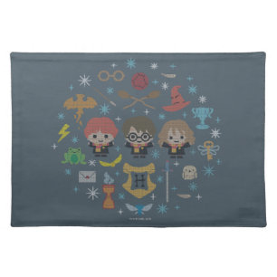 Cartoon Harry Potter Cross-Stitch Collage Cloth Placemat