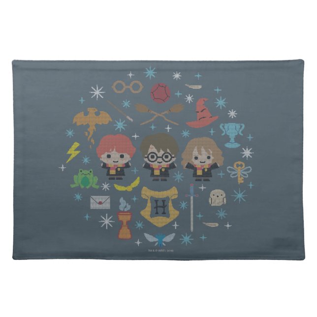 Cartoon Harry Potter Cross-Stitch Collage Cloth Placemat (Front)
