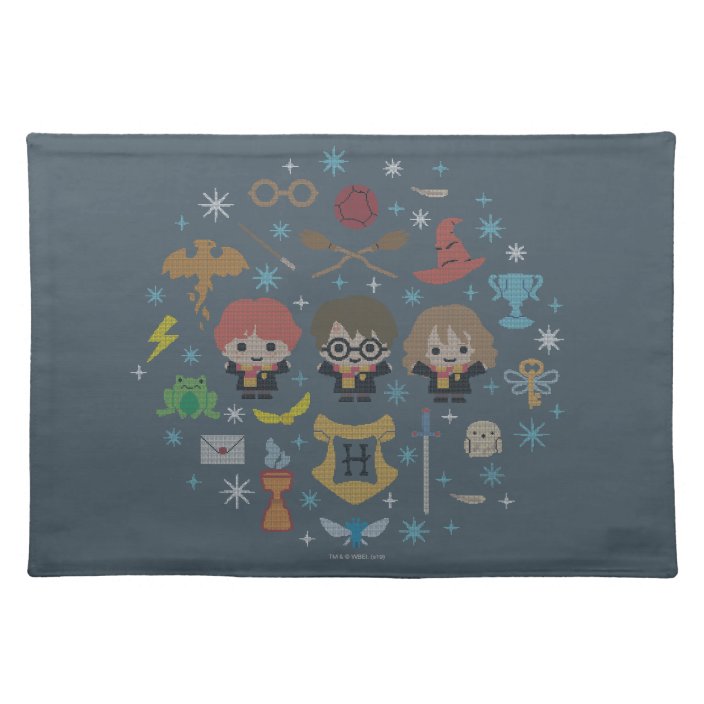 Cartoon Harry Potter Cross-Stitch Collage Cloth Placemat | Zazzle.com