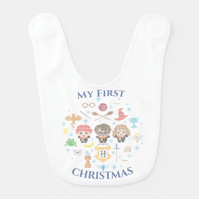 Cartoon Harry Potter First Christmas Cross-stitch Baby Bib (Front)