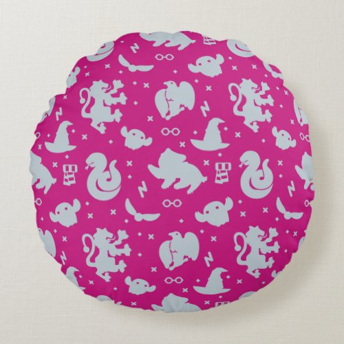 Cartoon Harry Potter Magic Icons Toss Pattern Round Pillow