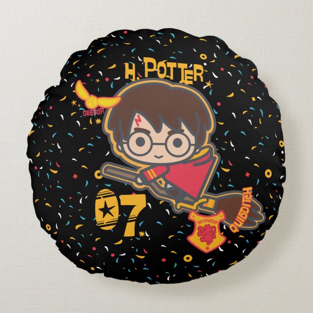 Cartoon Harry Potter Quidditch Seeker Round Pillow (Front)