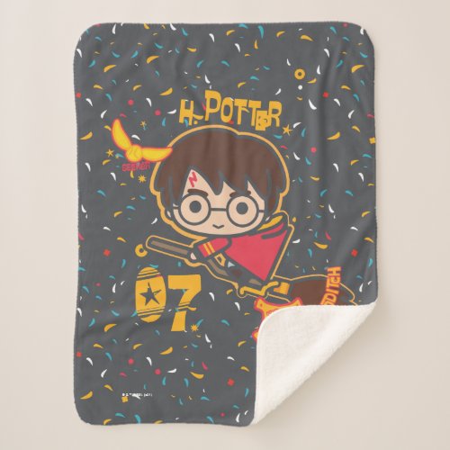 Cartoon Harry Potter Quidditch Seeker Sherpa Blanket