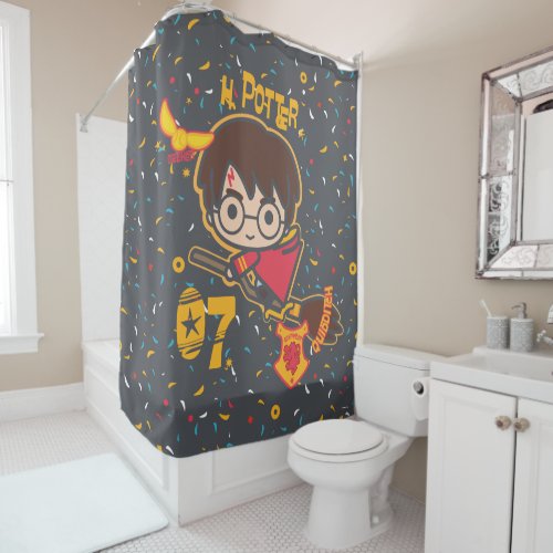 Cartoon Harry Potter Quidditch Seeker Shower Curtain