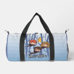 Cartoon Harry, Ron, &amp; Hermione Flying In Woods Duffle Bag