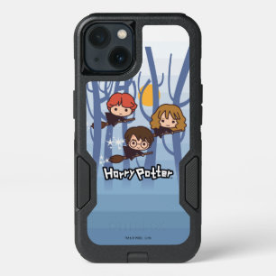 Cartoon Harry, Ron, & Hermione Flying In Woods iPhone 13 Case
