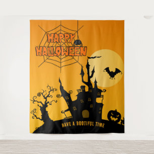 Cartoon Haunted Mansion Halloween Party Backdrop