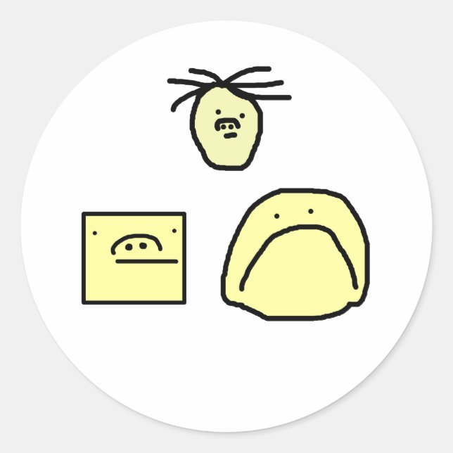 cartoon head classic round sticker (Front)