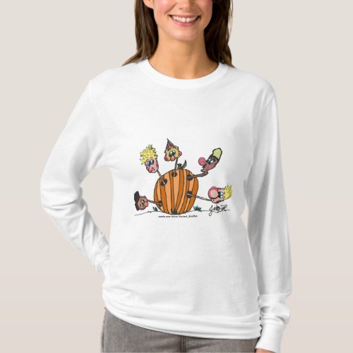 Cartoon Heads coming out of a pumpkin T_Shirt