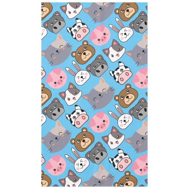 cartoon heads pattern.w Lblue BG Tablecloth (Front)