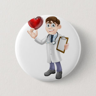 Cartoon Heart Doctor Pinback Button