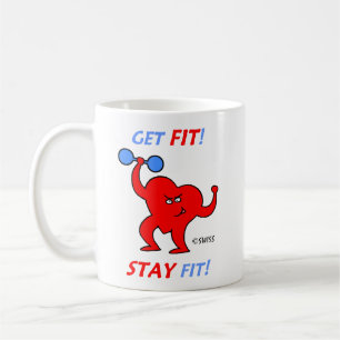 Cartoon Heart Fitness Trainer Aerobics Instructor Coffee Mug