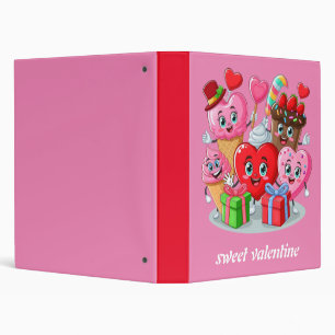 Cartoon Heart & Sweet friends valentine's day 3 Ring Binder