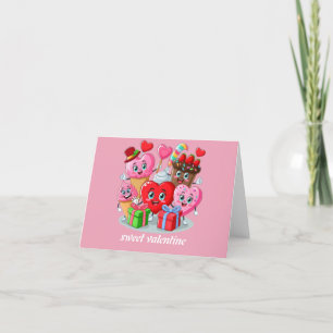 Cartoon Heart & Sweet friends valentine's day Holiday Card