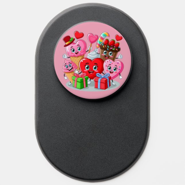 Cartoon Heart & Sweet friends valentine's day PopSocket (Popsocket)