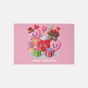 Cartoon Heart & Sweet friends valentine's day Rug