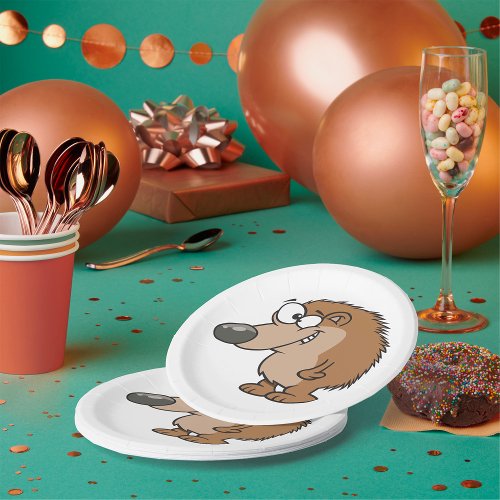 Cartoon Hedgehog Brown Animal Paper Plates