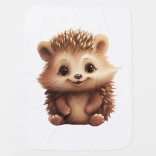Cartoon hedgehog illustration baby blanket