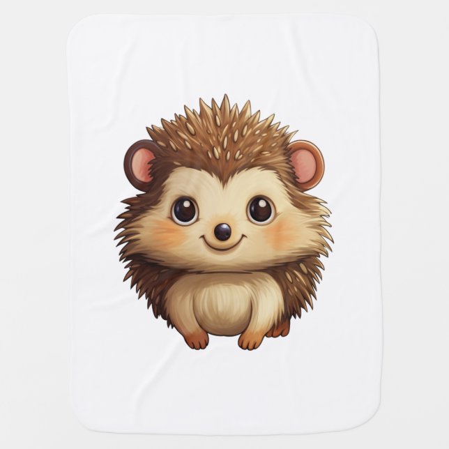 Cartoon hedgehog illustration baby blanket (Front)