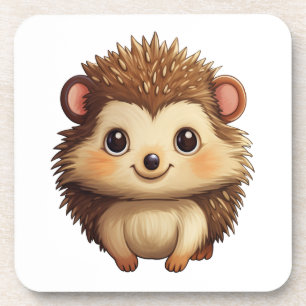 Cartoon hedgehog illustration beverage coaster